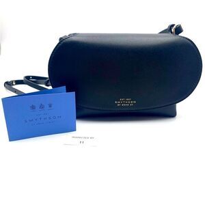 Auth New, Never Used Smythson Black Mini Crossbody Pillow Bag Pristine Condition